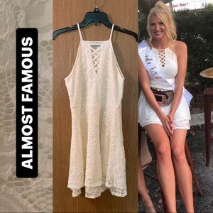 ALMOST FAMOUS White Lace Halter Dress